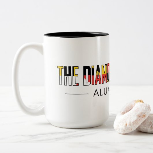 15 oz beker met DBK Alumni-Logo Tweekleurige Koffiemok (Met donut)