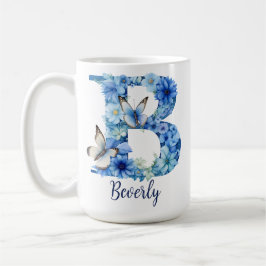 15 oz Bloemend blauw gemerkt koffiekopje Koffiemok