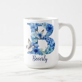 15 oz Bloemend blauw gemerkt koffiekopje Koffiemok