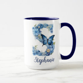 15 oz Bloemend blauw gemerkte koffiemok Mok
