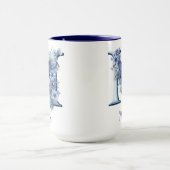 15 oz Bloemend blauw Monogram koffiemok Mok (Midden)