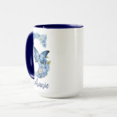 15 oz Bloemendekselblauwe Coffee Mug met Monogram Mok (Voorkant links)
