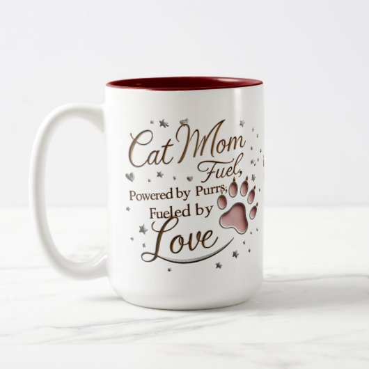 15 oz Cat Mom Two-Tone Mok - Schattigee poten & Lo (Links)