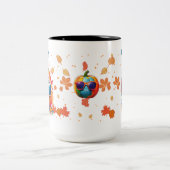 15 oz Fall Coffee Mug, Cool pumpkin with goggles Tweekleurige Koffiemok (Center)