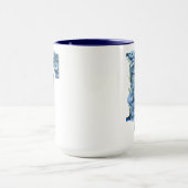 15 oz Floral Blue Monogrammed Coffee Mok (Midden)