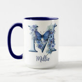15 oz Floral Blue Monogrammed Coffee Mok (Links)