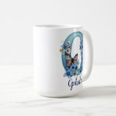 15 oz Floral Blue Monogrammed Coffee Mok (Voorkant rechts)