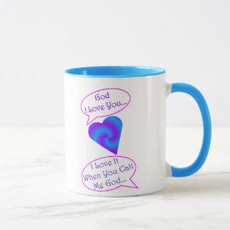 15 oz God Mok, blauwe sierstrip Mok