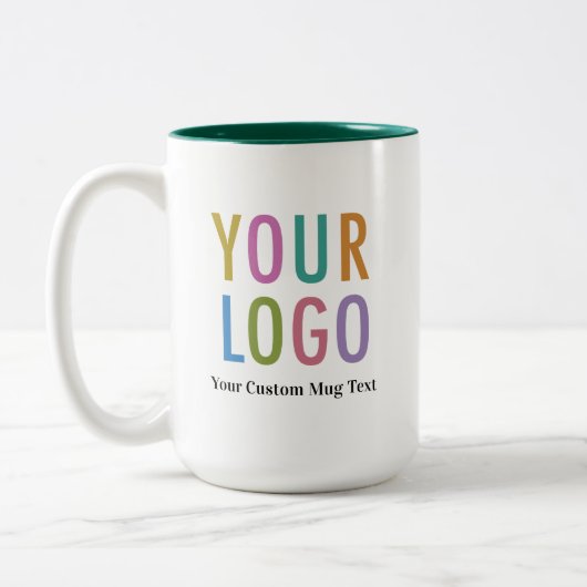 15 oz Groene Inner Mok Aangepaste Logo Naam Bedrij (Links)