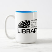 15 oz Grote mok Bibliotheeklogo Blauw (Links)