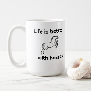 15 oz koffie-Mok - Het leven is beter bij paarden Koffiemok