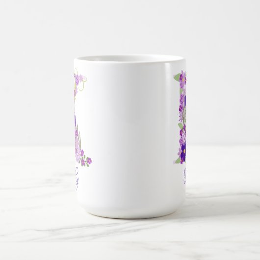 15 oz Lavendel Paarse Monogrammed Koffie Mok (Center)