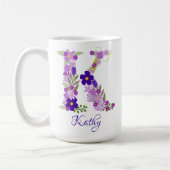 15 oz Lavendel Paarse Monogrammed Koffie Mok (Links)