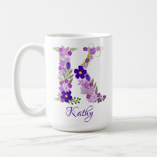 15 oz Lavendel Paarse Monogrammed Koffie Mok (Links)