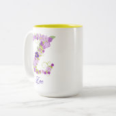 15 oz Lavendel Paarse Monogrammed Koffie Mok (Voorkant links)