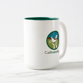 15 oz logo voor en achter tweekleurige koffiemok (Voorkant rechts)