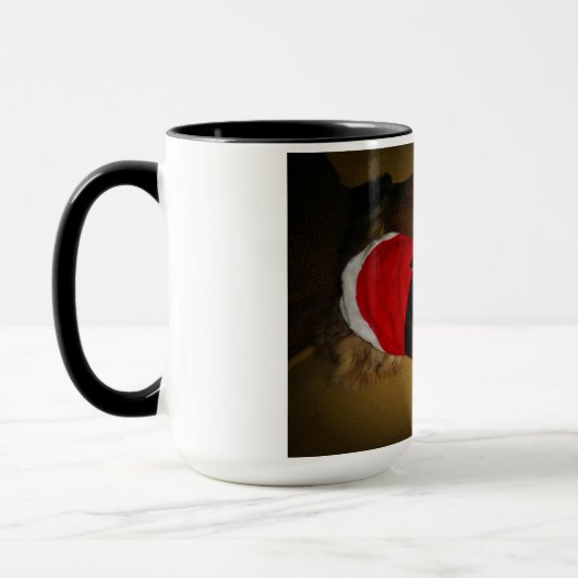 15 oz. mok met Dezi de Ragdoll verkleed als kerstm (Links)