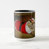 15 oz. mok met Dezi de Ragdoll verkleed als kerstm (Midden)