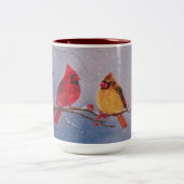 15 oz. Mok met het schilderen van twee kardinalen (Center)