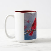 15 oz. Mok met het schilderen van twee kardinalen (Links)