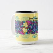 15 Oz Mok: Peace Harmonics Tweekleurige Koffiemok (Voorkant links)