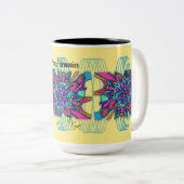 15 Oz Mok: Peace Harmonics Tweekleurige Koffiemok (Voorkant rechts)