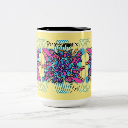 15 Oz Mok: Peace Harmonics Tweekleurige Koffiemok (Center)