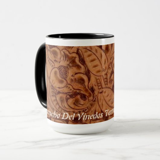 15 oz mok Rancho Del Vinedos Temecula CA leder (Voorkant links)