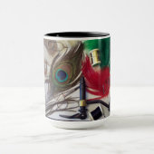 15 oz. ringer-mok met vluchtkoppelingsmaterialen. mok (Midden)