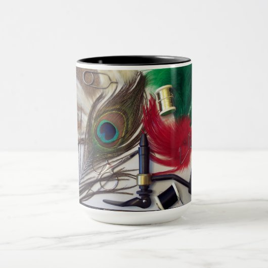 15 oz. ringer-mok met vluchtkoppelingsmaterialen. mok (Midden)