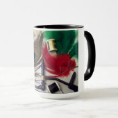 15 oz. ringer-mok met vluchtkoppelingsmaterialen. mok (Voorkant rechts)