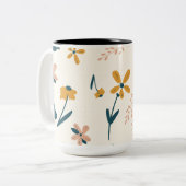 15 oz Twee Toon Bloemen Mok (Voorkant links)