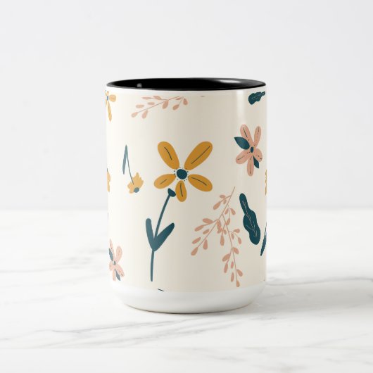 15 oz Twee Toon Bloemen Mok (Center)