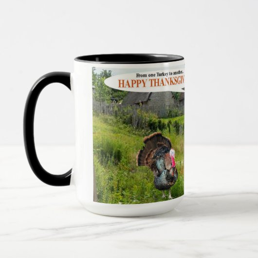 15 oz twee toon mok. Fijne Thanksgiving kalkoen. Mok (Links)