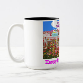 15 oz twee toon mok. Gelukkige Verjaardag Prinses  Tweekleurige Koffiemok