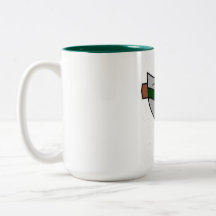 15 oz witte koffie mok met groene binnenkant