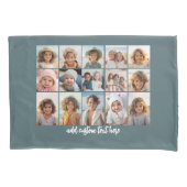 15 Photo Collage Grid - Script Text - blauw Kussensloop (Voorkant)