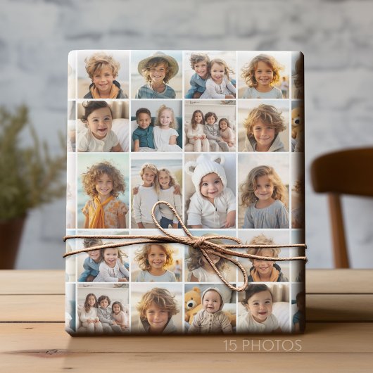 15 Photo Collage Grid - - witte achtergrond Cadeaupapier