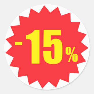 15 procent van de verkopers korting stickers, wit ronde sticker