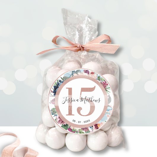 15 Roos Gold Quince Bloemengunst / Decor Ronde Sticker