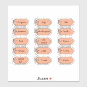 15 Rustieke Bloemen Spice Jar Stickers