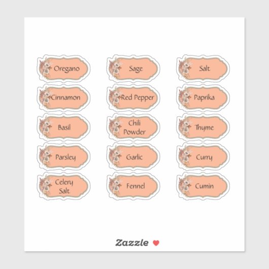 15 Rustieke Bloemen Spice Jar Stickers (Vel)
