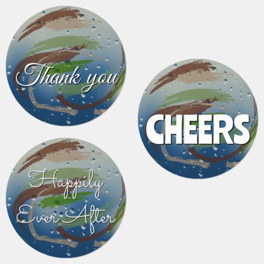 15-set Earthy Green, Brown & Beige Brushstrokes Labels (Groep)