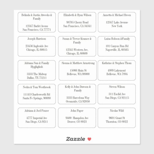 15 Simple Individual Guest Name Address Sticker (Vel)