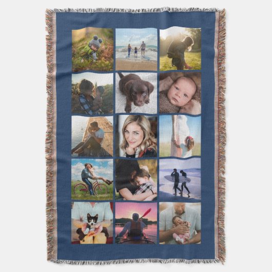 15 Square Photo Collage Keepomwille Blue Deken