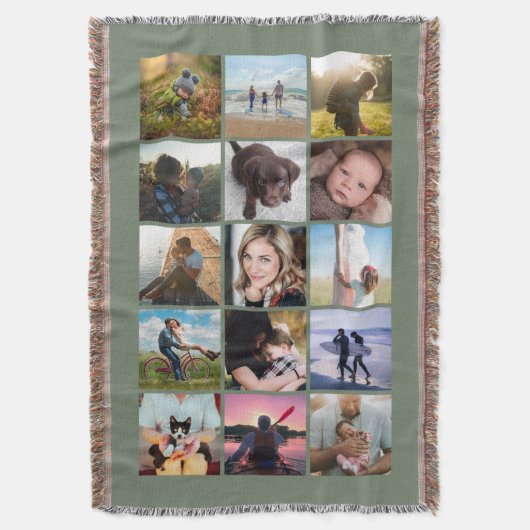 15 Square Photo Collage Keepomwille Sage Deken (Voorkant Verticaal)