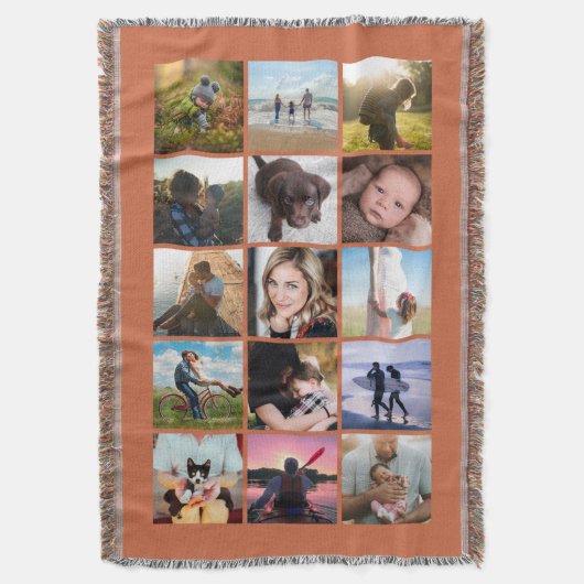 15 Square Photo Collage Keepomwille Terracotta Deken (Voorkant Verticaal)