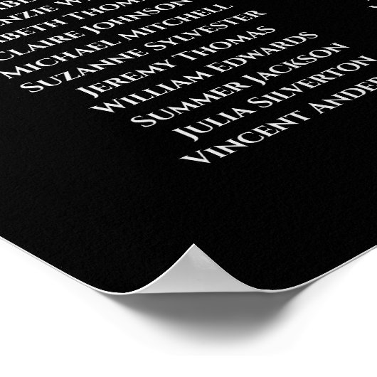 15 Tabel Elegant Black Wedding Seating Chart Poster (Hoek)