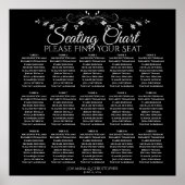 15 Tabel Elegant Black Wedding Seating Chart Poster (Voorkant)