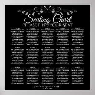 15 Tabel Elegant Black Wedding Seating Chart Poster